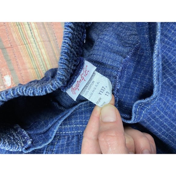 Vtg Bryan & Co Girls Plaid Denim Jean Skit Cotton Made in USA Buttons Sz 12 - Picture 7 of 8